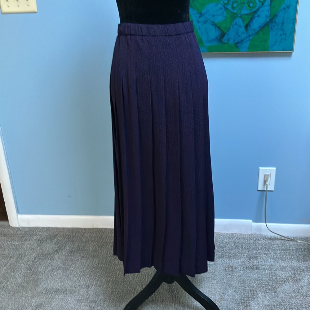 Vintage Susan Bristol Navy and Red Polka Swiss Dot Pleated Skirt Maxi